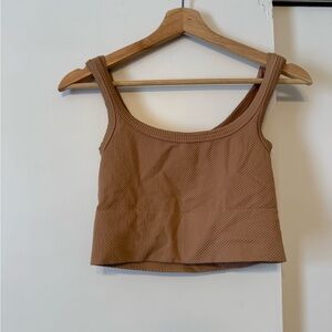 Mahina Textured Brown Crop Top